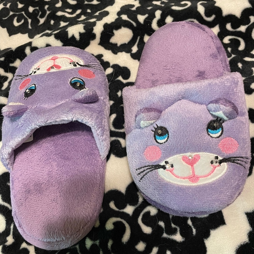 Purple Cat Face Slippers